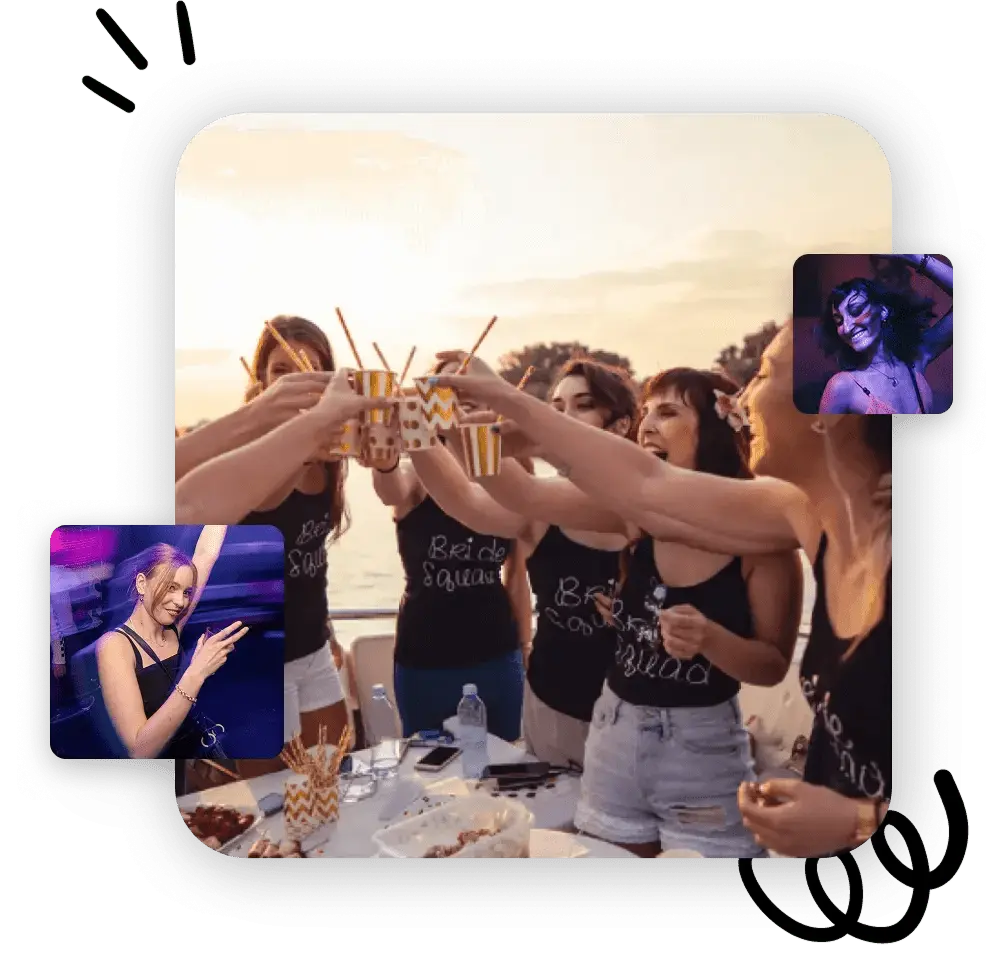 Young women celebrating a hen party at sunset