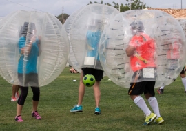 Bubble Soccer for a Hen Activity