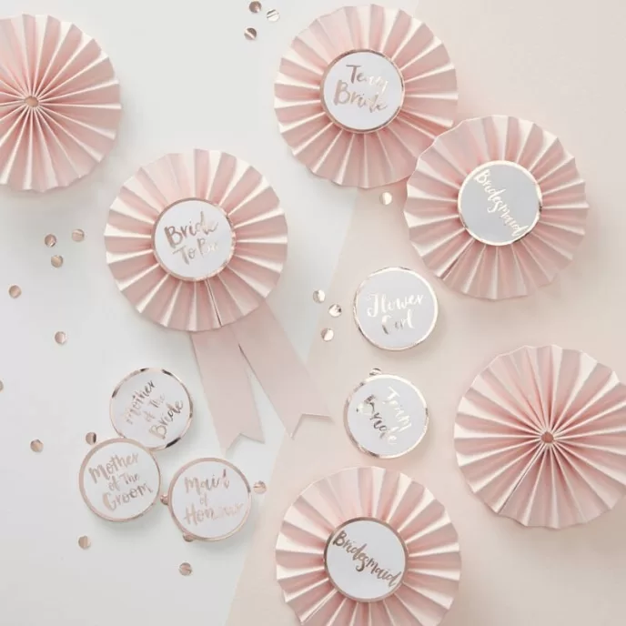 Team Bride : Pink and Rose Gold Hen Party Badges