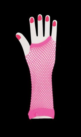 Pink Fingerless Fishnet Gloves