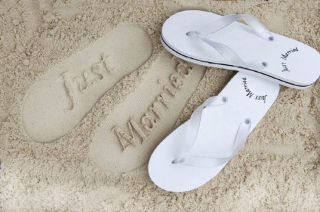 Ladies Just Married White Flip Flops