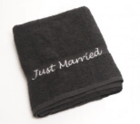 Just Married Black Beach Towel