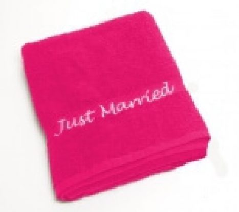 Just Married Pink Beach Towel