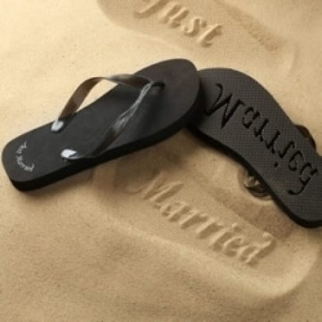 Mens Just Married Black Flip Flops