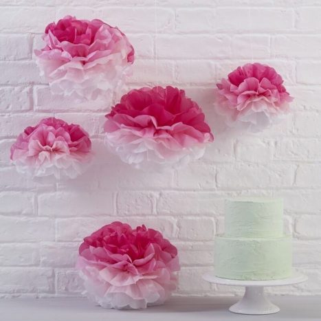 Tissue Paper Pom Poms - Pink Ombre